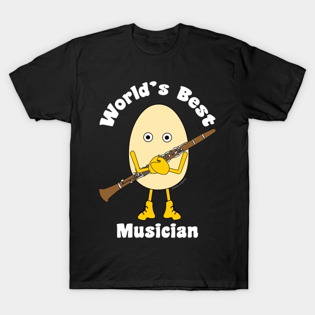 World's Best Clarinet Musician White Text T-Shirt by Barthol Graphics